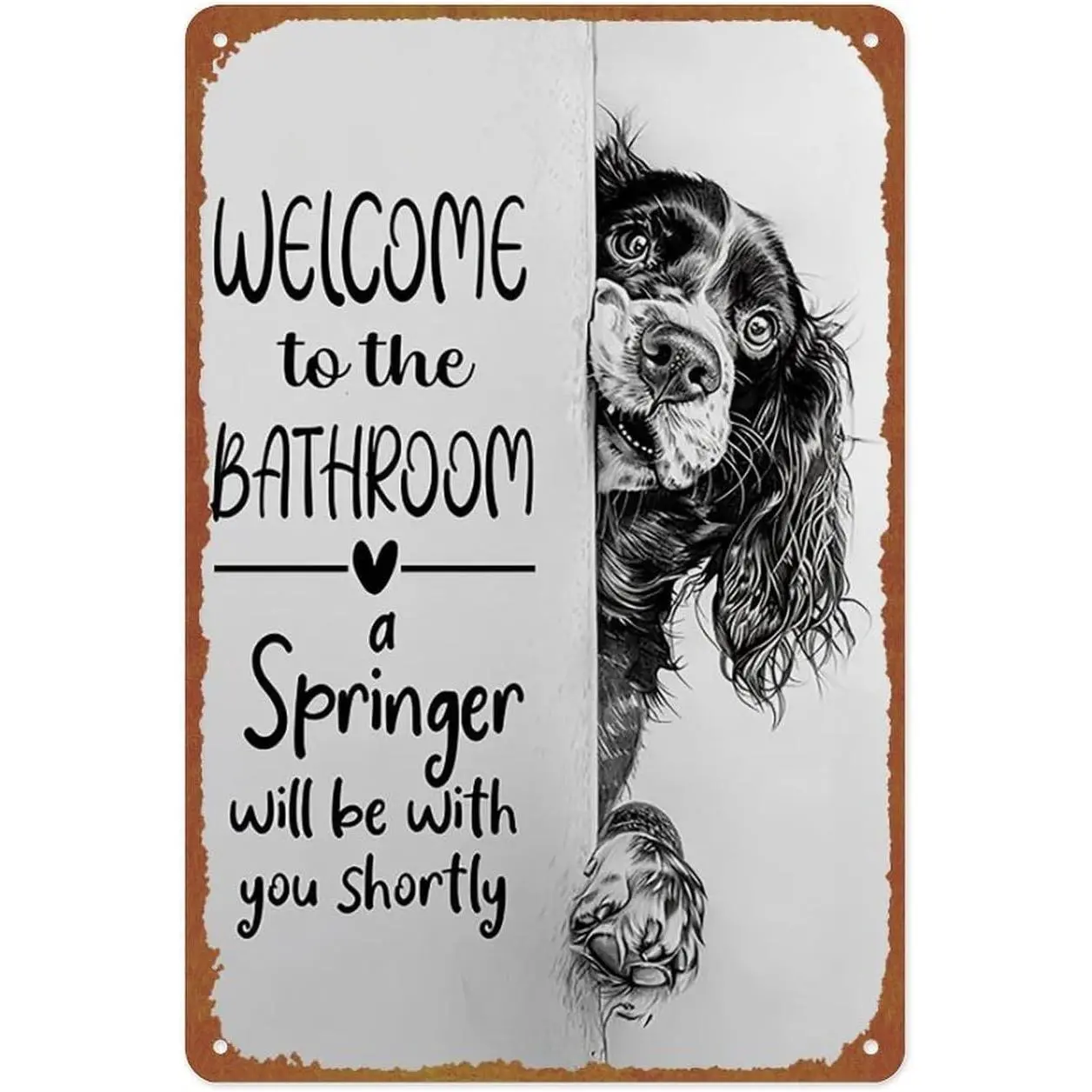 Vintage Aluminium English Springer Spaniel Decorative Plaque Sign - 12x8 in, Pre-Drilled Holes, Easy Install, Wall Hanging, Indoor/Office Door Decor, Dog Lovers Gift