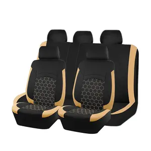 Automotive Seat Covers, 5-Seat Universal Polyester Fabric Embroidery Car Accessories with Full Coverage, Non-Slip Breathable Cushions for Honda, Toyota, Nissan, Ford, Chevrolet Vehicle Protection