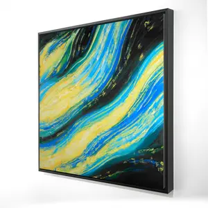 Begin Home Decor 2081-2424-AB41 24 x 24 in. Liquid Magic Wave Blue Abstract Framed Canvas Home Decor