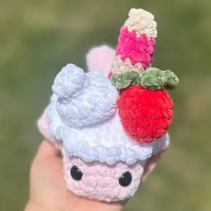 hand crocheted strawberry milkshake stingray