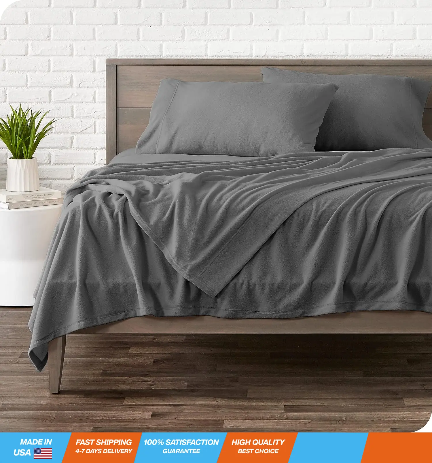 Super Soft Fleece Sheet Set - Twin Size - Extra Plush Polar Fleece, No-Pilling Bed Sheets - All Season Cozy Warmth (Twin, Grey)