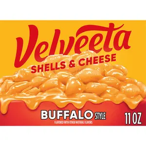 Velveeta Buffalo Style Shells & Cheese 11oz Box – Creamy Cheese Sauce with Buffalo Seasoning, Tender Shell Pasta, Bold Flavor Meal