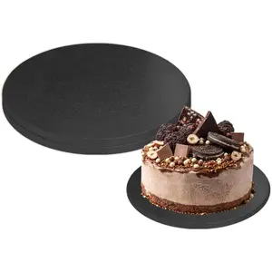 2 PCS Cake Drums, 1/2 Inch Thick 10 Inch Round Cake Boards, Black, Professional Quality Cake Cardboards, Card Base, Cake Mat-Black