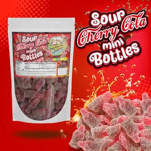 Sour Cherry Cola Mini Bottles - a blast of juicy cherry tartness! Sour Cherry Cola Mini Bottles - a blast of juicy cherry tartness!