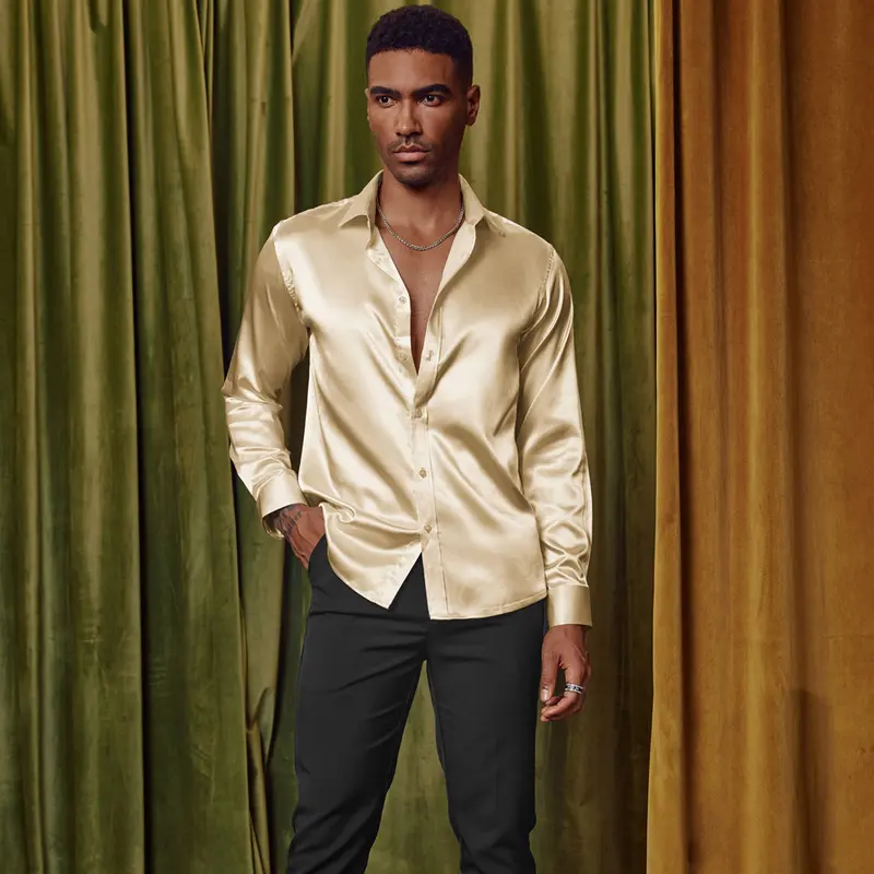 gold satin shirt - TikTok Shop gold satin shirt - TikTok Shop