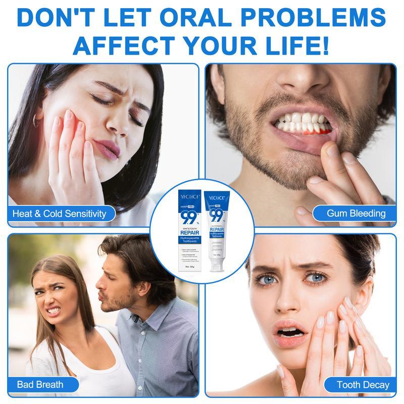 120g Natural Nanohydroxyapatite Toothpaste,Deep Cleaning, Cleansing & Fresh Breath,Protects Teeth, Confident Smile, Home Use OralCare Solution, Toothpaste Set