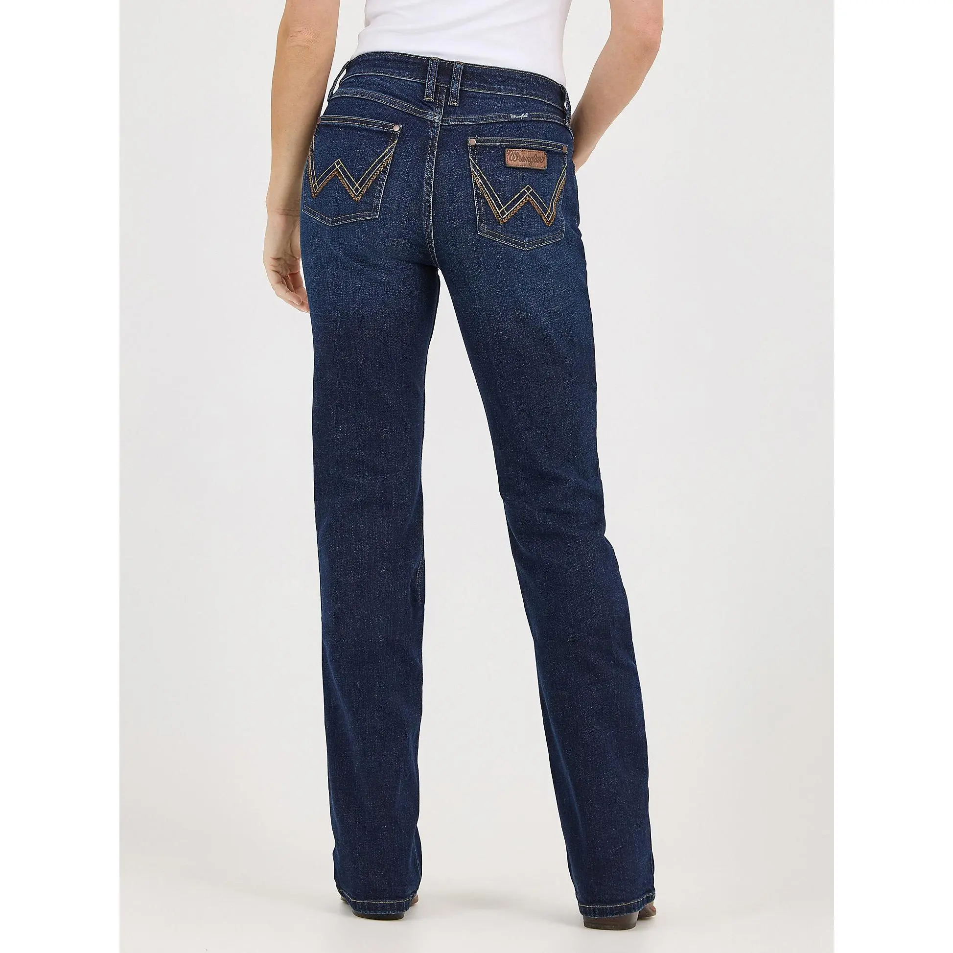 Wrangler  Hay Stitch Midrise Bootcut, Cotton, Lady, Bottoms, Jeans, Elastane, Western Clothing, Bootcut Leg, Mid-Rise Fit, 32X36, Casual, Regular, Zip