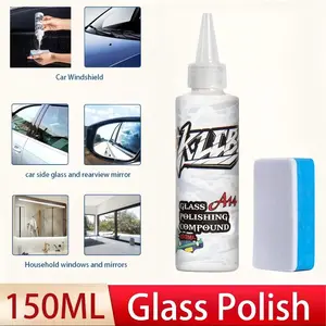 Glass Polish - Remove Oil Film Easily! For Car Windshields, Windows & More. Gets Glass Crystal Clear, Safe & Simple to Use. Perfect for Front Windshields, Side Windows, Building Glass, Bathroom Glass & Household Mirrors. Say Goodbye to Blurry Views!！