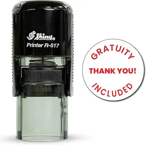 Gratuity included thank you waiter waitress round stamp 11/16"