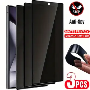 3pcs Frosted Ceramic Privacy Screen Protector Compatible with Galaxy S26 Ultra/S25 Ultra/S24 Ultra/S26/S25/S24/FE/EDGE/Plus, Anti-Spy Screen Protector - Bubble-Free, Full Coverage, High Transparency, Scratch-Resistant,  Easy
