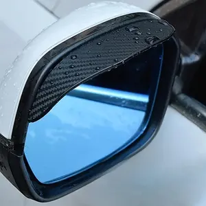 2pcs Set of Car Rearview Mirror Rain Covers, Rain Visors, Thickened Carbon Fiber Textured Rearview Mirror Rain Shields