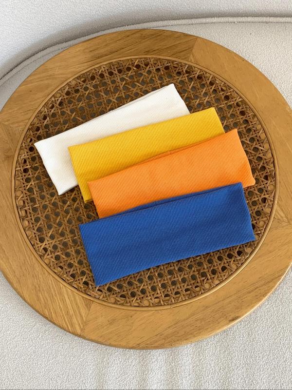 Solid Color Hair Bands (4 Piece), Elastic Headbands, Casual Sporty Hair Bands for Women & Girls, Minimalist Headwear Suitable for Sports, Fashion Hair Accessories for Party and Daily Outfits