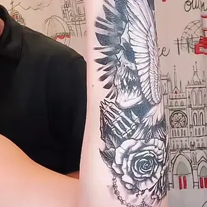 76 Sheets Large Black Temporary Tattoo Stickers - Tribal Wolves, Tigers, Lions, Snakes, Skulls, 12 Fake Tattoo Stickers for Men & Women Arm Designs