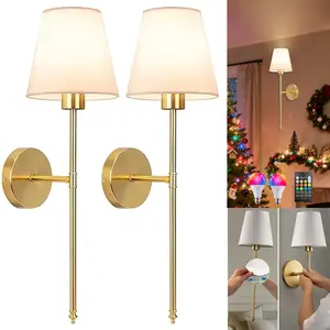 2-Pack Fabric-Covered Rechargeable Wall Sconces, Minimalist Style, RGB Color-Changing, Rechargeable—Ideal for living room accent walls, bedroom headboards, hallways, stairwells, TV accent walls, and decorative ambient lighting