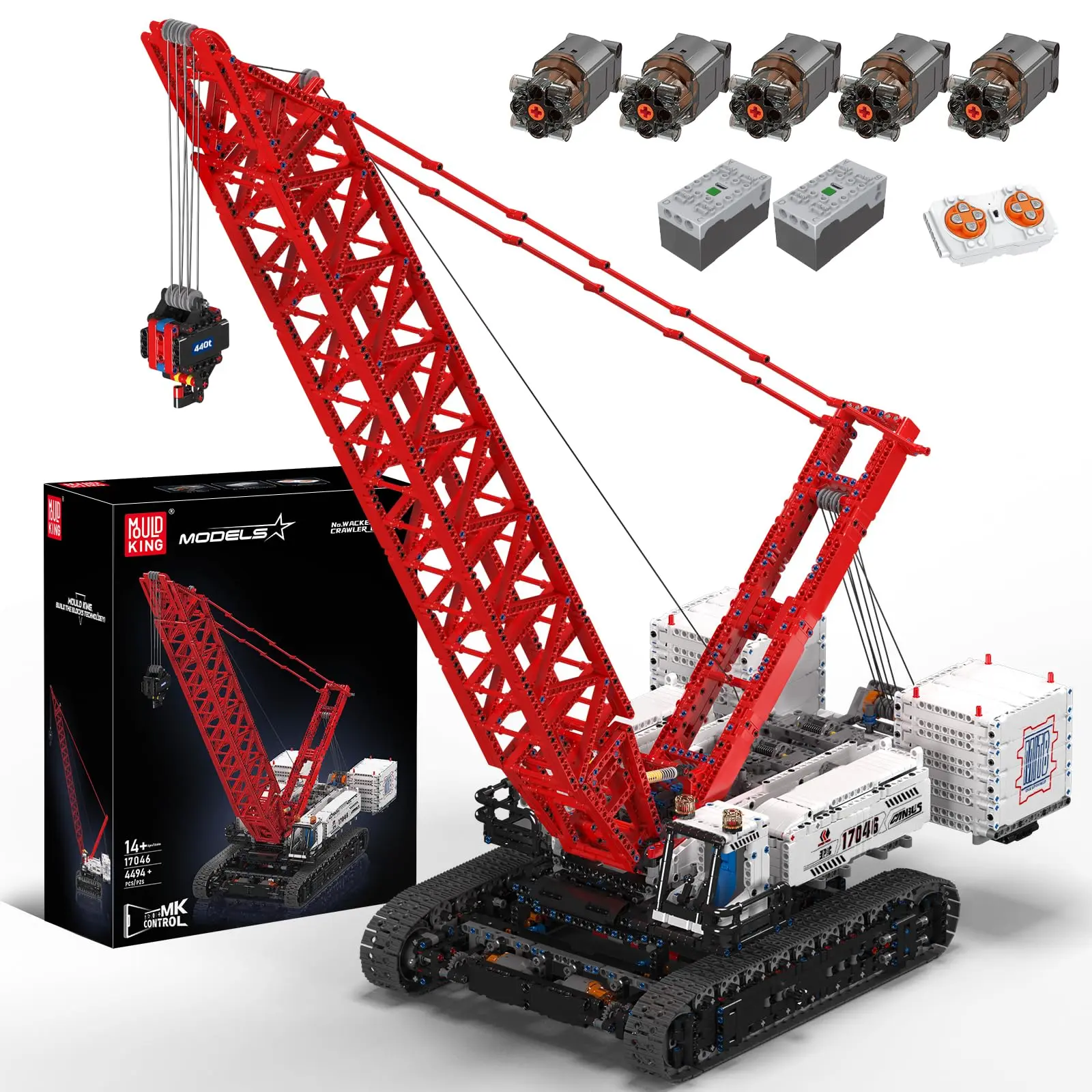 Mould King 17046 Crawer Crane LR16000 Building Block Kits, MOC Mobile Crane Heavy-Duty Cranes Model Sets to Build, APP Control Large Engineering Vehicles, Collectible Set for Adults (4494+ Pieces)