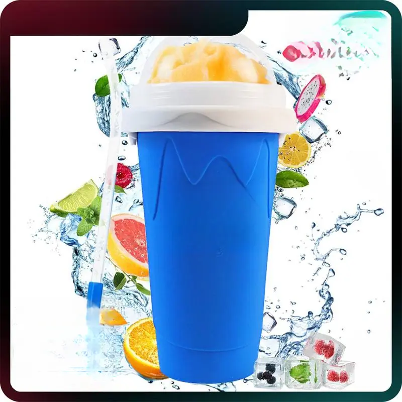 12oz Reusable Plastic Slushie Cup - Kitchen Utensil with Quick-Frozen Cooling Squeeze Design for Homemade Slushies, Milk Shakes, Ice Cream, Ice Cream Cup
