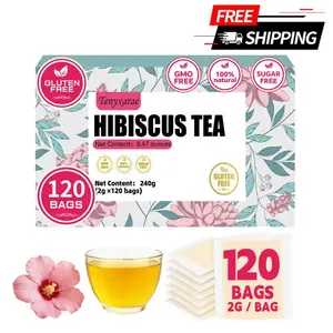 Organic Hibiscus Tea Bags–120 Tea Bags (2g/Bag), Made from 100% Natural Hibiscus | Antioxidant Support & Refreshing Herbal Experience | Caffeine-Free | Sugar-Free | Gluten-Free | Vegan | Individually Wrapped Eco-Friendly Tea Bags