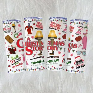 A Christmas Story 20oz Skinny Tumbler, Oh Fudge Cartoon Toys Friends 20oz Bottle Drinkware, Christmas 90’s Movie 20oz Tumbler, Merry Christmas Gift