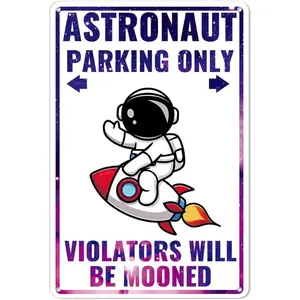 Space Theme Metal Wall Art for Kids Room Decor - Astronaut Inspired Bedroom Nursery Decorations Unique Birthday Gift Ideas for Boys Girls Teens