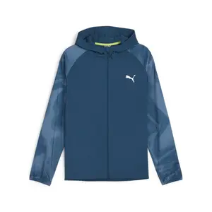 PUMA Mens Run Favorite Graphic Woven Jacket Running Athletic Outerwear Full Zip - Blue