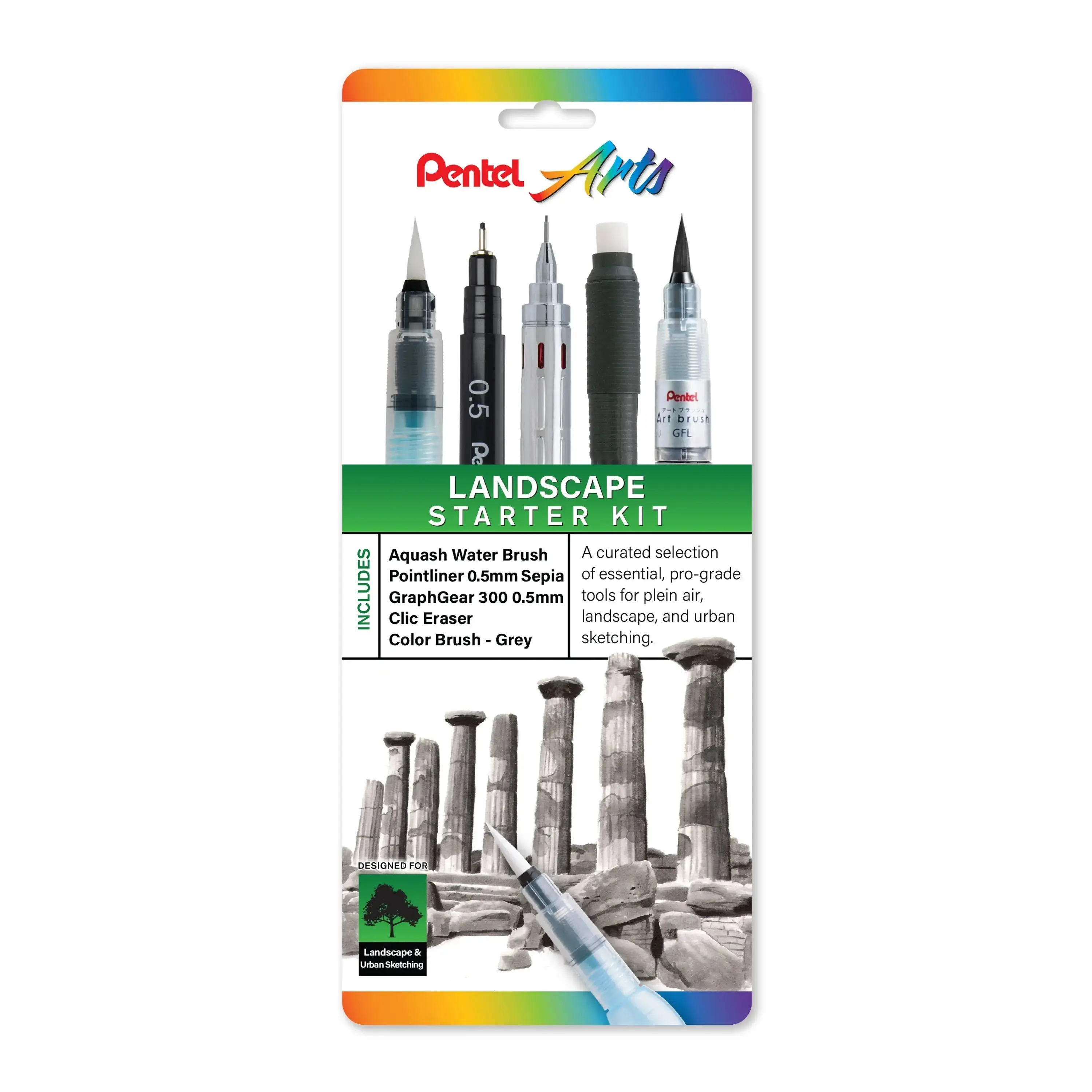Pentel Arts Landscape Starter Kit, 5-pk, Art Kits, Art Supplies Kit