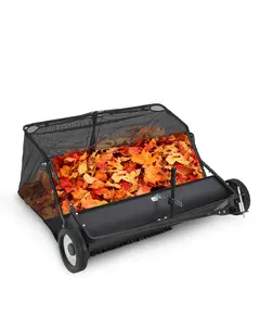 GAOMON 50" Lawn Sweeper Tow Behind, 28 Cu.Ft Capacity Pull Behind Yard Sweeper Large Leaf Collector, Leaf & Grass Catcher with Adjustable Brush Height & Dump from Seat Handle for Yard, Farm, Garden