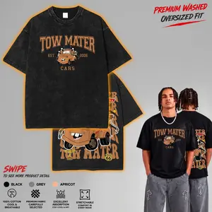 Retro Cars Movie T-Shirt Retro Mcqueen and Mater Vintage Oversized Tee – Y2K Unisex Acid Wash Two Side Graphic, Top Trendy Streetwear Gym Shirt Gift Fans