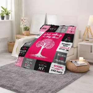 Inspirational Sobriety Tree of Life Blanket Motivational Quotes Pattern Cozy Throw for Home Living Room Bedroom Use Support Recovery and Mental Health Awareness Perfect Gift for Christmas Thanksgiving New Year Housewarming and Special Occasions for Adults