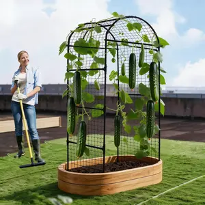 Solid Metal Garden Trellis, U-Shaped Arch for Climbing Plants, Vegetables, Cucumbers, Melons, Grapes & Roses, Ideal for Vegetable Garden