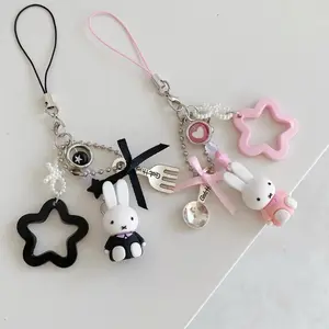 Kawaii Miffy Cartoon Cute Rabbit Keychain Bag Pendant Y2K Punk Style Decoration Gift Toy