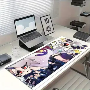 Helluva Boss Loona Anime Desk Mat - Large Gaming Mousepad for Gamers, Stitched Edges, Waterproof Keyboard Mat, Purple & White Aesthetic Setup Accessories