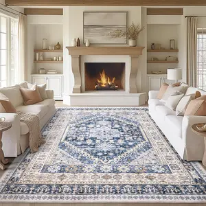 Art&Tuft Area Rugs for Living Room  Non-Slip Backing Washable Rugs  Vintage Large Area Rug  Stain Resistant Home Decor Rug  Foldable Indoor Area Rugs
