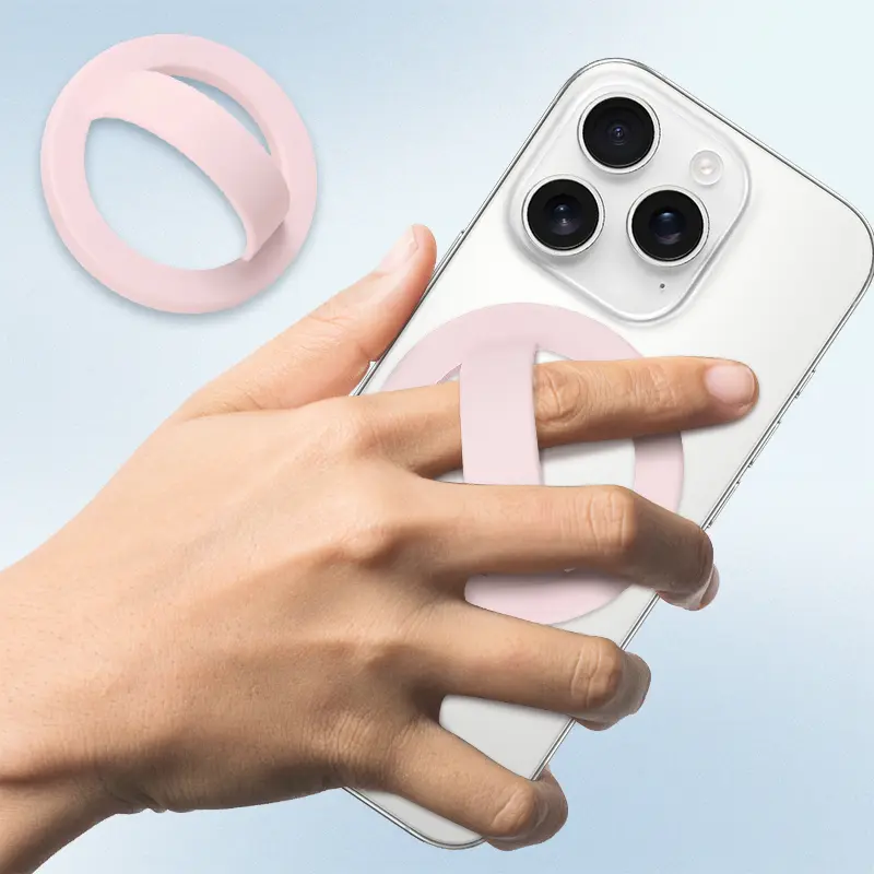 Silicone Magnetic Cellphone Ring Grip Holder - Rotating Finger Loop, Soft Portable, Strong Adhesion, MagSafe-Compatible, Short Daily Use Stand, Mobile Phone Accessories, Casual