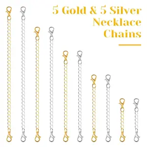 10pcs Chain Extender for Necklace Premium Jewelry Bracelet Anklet Necklace Extension Chain with Lobster Clasps Tail Chain