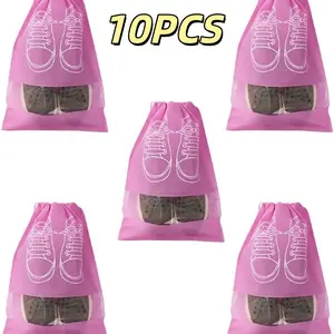 10PCS Large Shoe Bags for Travel Drawstring Shoe Pouch with Clear Window Durable Material for Secure Packing