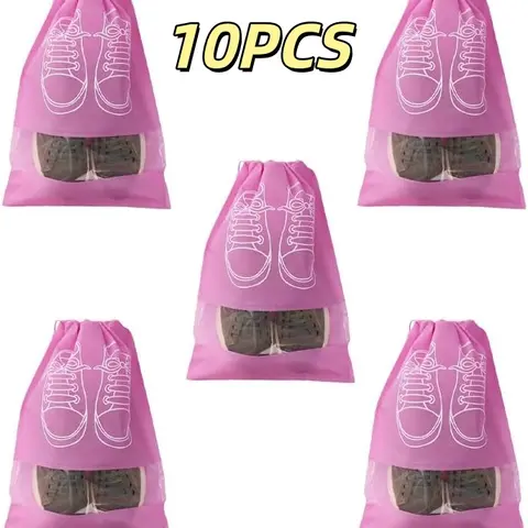 10PCS Large Shoe Bags for Travel Drawstring Shoe Pouch with Clear Window Durable Material for Secure Packing