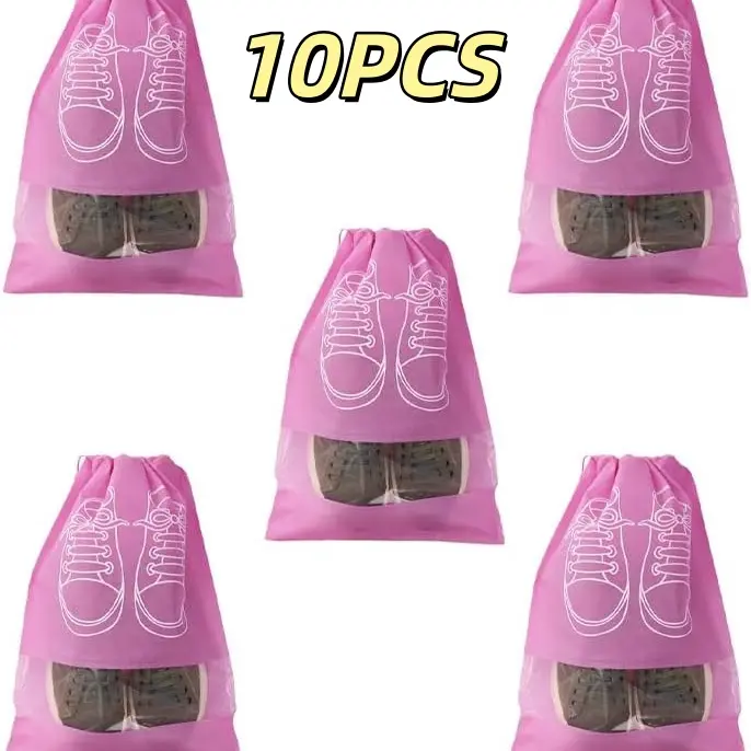 10PCS Large Shoe Bags for Travel Drawstring Shoe Pouch with Clear Window Durable Material for Secure Packing