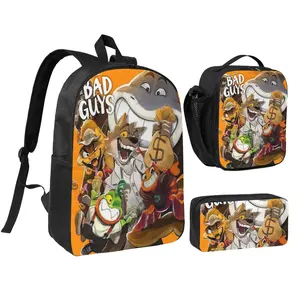 3pcs Bad guys Backpack Set for Girls & Boys Bad guys book series Laptop School Bag with Insulated Lunch Bag & Pencil Pouch Popular The bad guys Daypack for Teens, Students & Office Workers