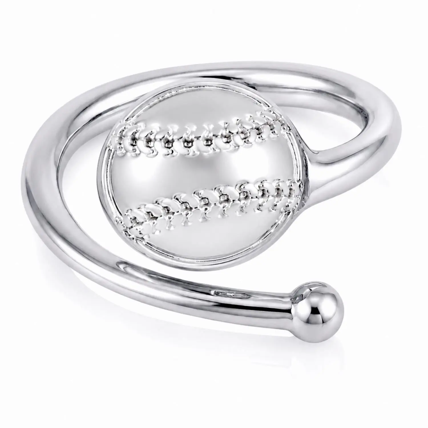 Unisex Silver-Tone Handcrafted Fashion Ring - Sports Theme Mini Finger-Shaped Ring, Adjustable Fit Wrap Style for Sports Fans, One Size Casual Costume Jewelry Accessory