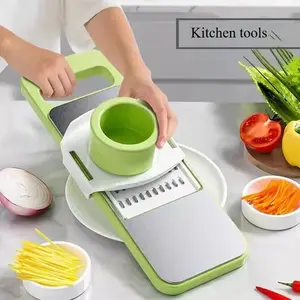 Ensalada Deco Di Con Jam New Multi-functional Vegetable Slicer Cutter Shredders Slicer Kitchen Tool for Fruit Potato Chopper Carrot Grater Processor Food Purpose All Green White Design