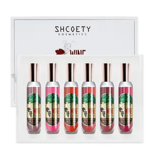 Makeup red wine bottle lip dye set six-color lip gloss not easy to stick cup not fade matte mist lipstick Cosmetic Glossy Lip Care Mousse Tint