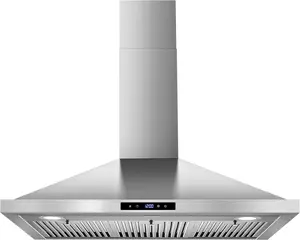 Range Hood 36 inch Wall Mount Kitchen Hood 700 CFM with Ducted/Ductless Convertible Duct, Touch Control Stainless Steel 3 Speed Exhaust Fan‎ Home Household Filter Metal Led