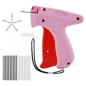 Quick Clothing Fixer Stitch Gun - No-Sew Handheld Micro Stitching Tool for Clothes & Hemming, Includes 2000 Fasteners & 6 Needles, Pink Emergency Sewing Kit