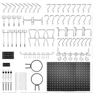 DARK DUCK Metal Tool Wall Kit 83pc | No-Drill Pegboard w/ Hooks for Garage/Workshop | Heavy-Duty Black Grid (TikTok Workshop Hack)