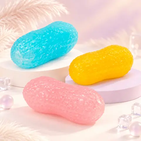 Pawtoto Crunchy Peanut Slushy Sensory Squeeze Toy - Decompression Squeeze Fidget Toy, Satisfying Squishy Slush Crunch Play, Squishy Stress Ball Gift for Above 12 Teens & Adults