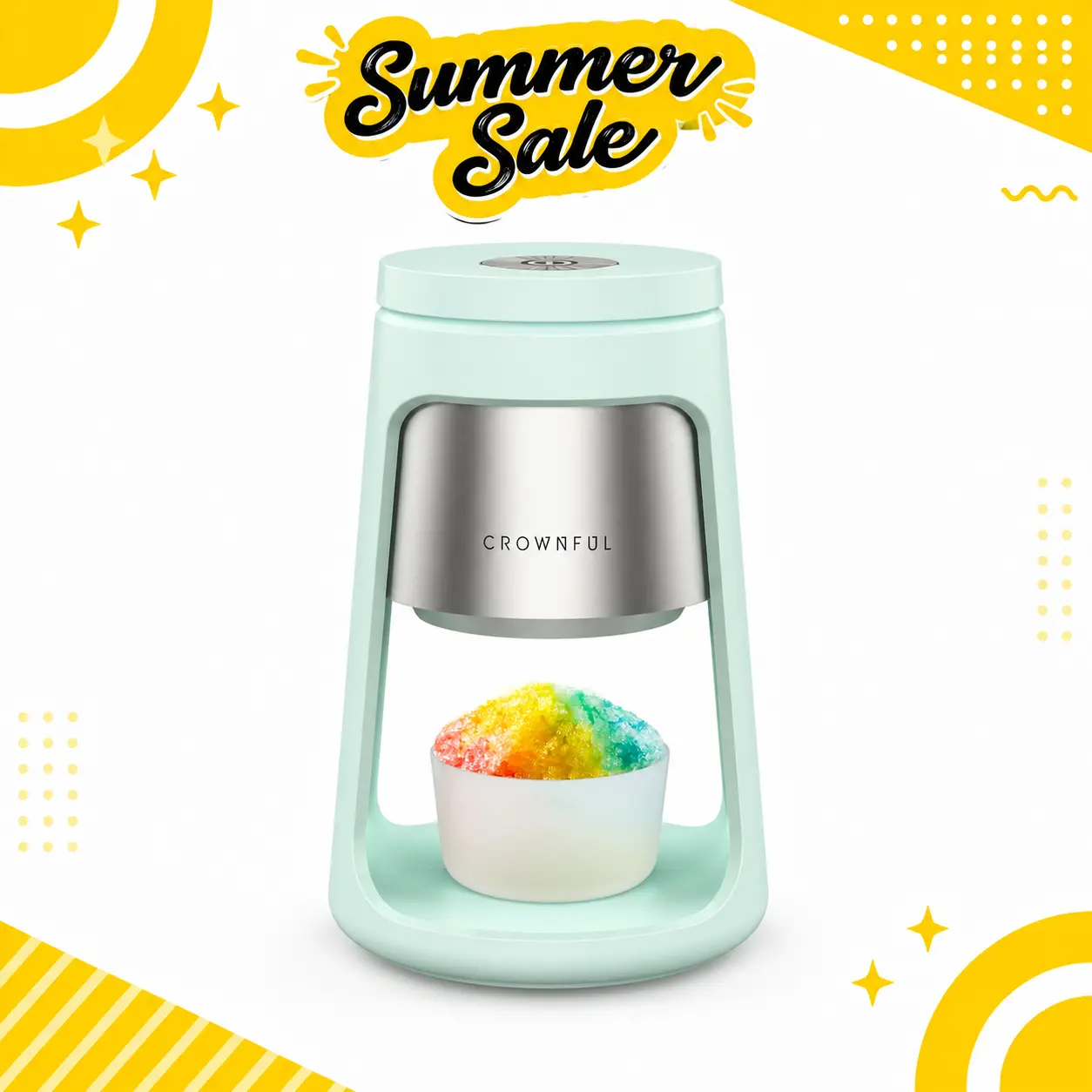 CROWNFUL Shaved Ice Machine, Home Ice Crusher, Ice Cubes Maker,Snow Cone Machine with 2 Ice Cups, Ice Shaver Machine for Snow Cones, Snowballs, Frozen Cocktails and More, Easy to DIY with Snow Cone Syrup at Home,Gifts for Men&Women