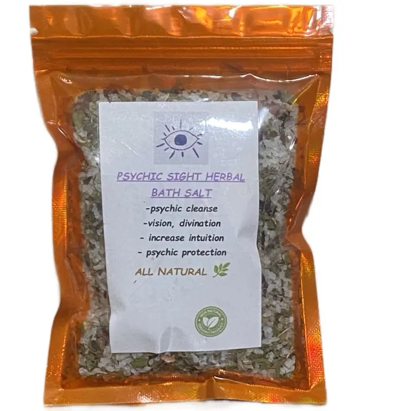 Psychic Sight Herbal Bath Salts For Activating Psychic Abilities Intuition Vision Clear Psychic Blocks Smog Distortion Divination Blend  Psychic Protection All Natural Organic Product Sold As Curio Cleansing Rejuvenating Cleanser Body Care Cosmetic