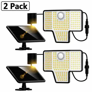 Costech Solar Outdoor Motion Sensor Lights 2 Pack, 2000LM 6500K Super Bright Security Flood Lights, IP65 Waterproof Solar Wall Lights for Garage Yard Patio Fence