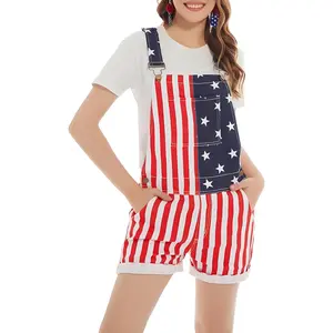 Classic USA Flag Denim Overalls for Men & Women with Adjustable Straps – Ideal for Patriotic Summer Events, 4th of July Cookouts, Fireworks Nights, and National Holiday Festival Outfits