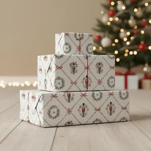 Nutcracker Christmas Wrapping Paper: Vintage Festive Gift Wrap